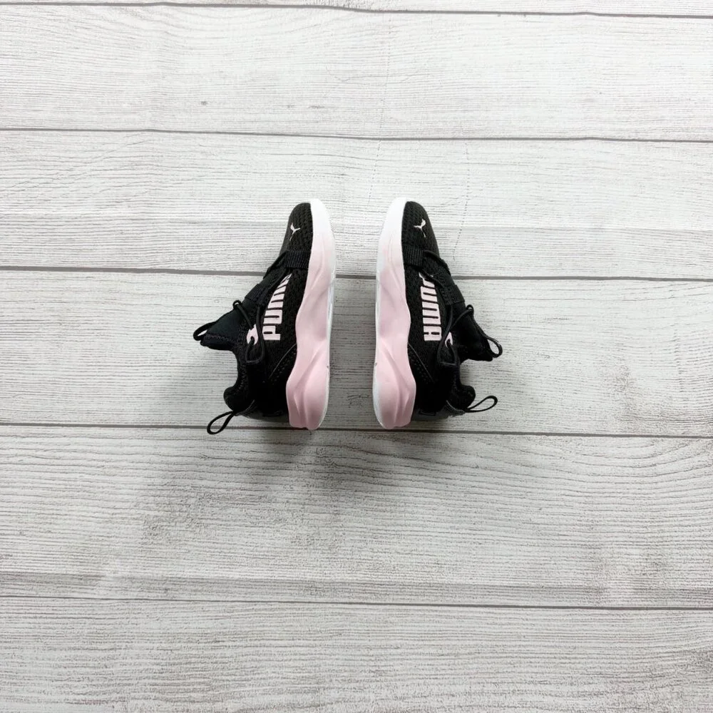 Puma Kids Sneakers Black White Pink Mesh Slip-On Athletic Shoes 6 - Picture 4 of 6